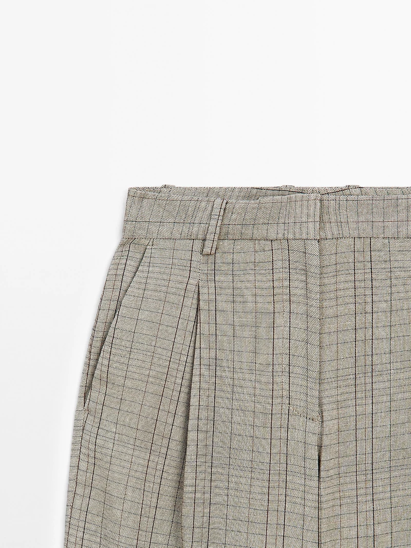 Check print suit trousers