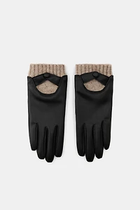 FAUX LEATHER GLOVES WITH WOOL