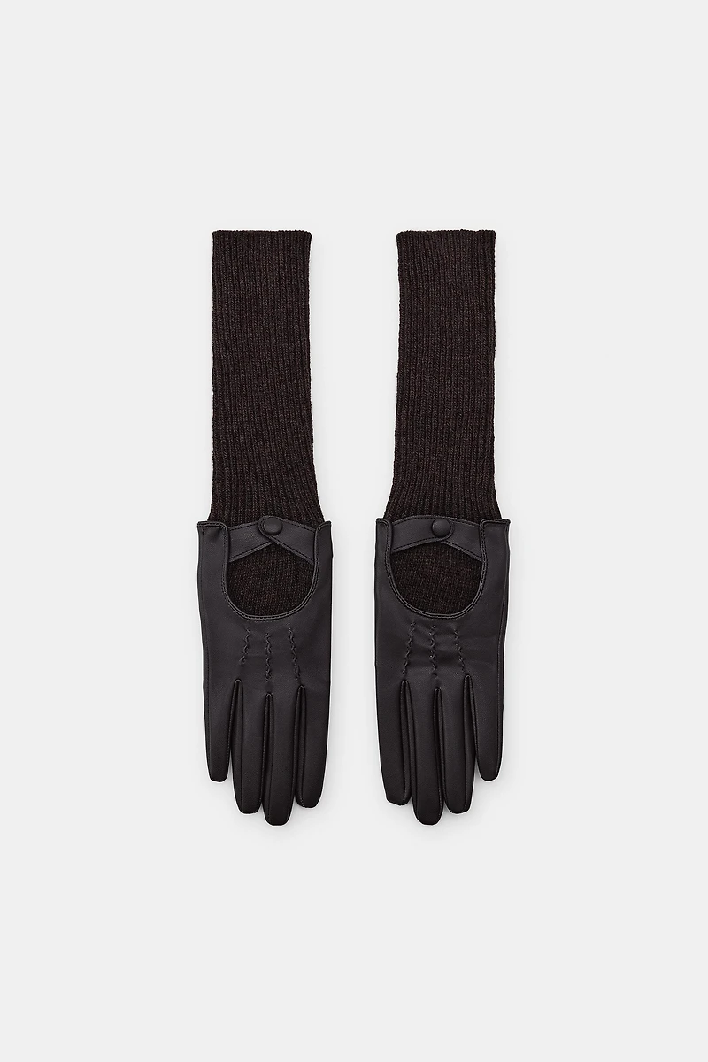 COMBINATION FAUX LEATHER GLOVES