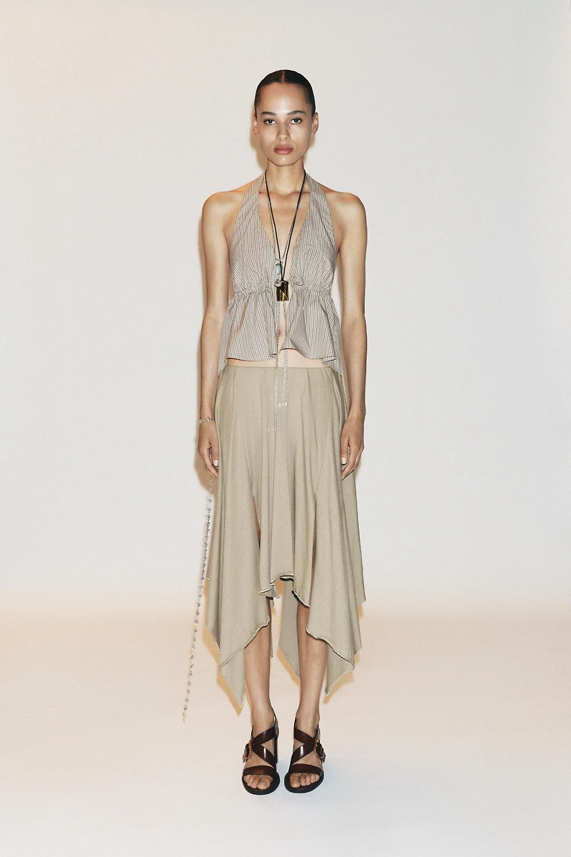 ASYMMETRIC MIDI SKIRT