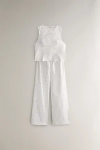 EMBROIDERED PANTS WITH LILIES