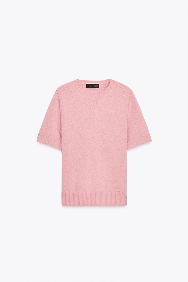 100% WOOL SHORT SLEEVE SWEATER