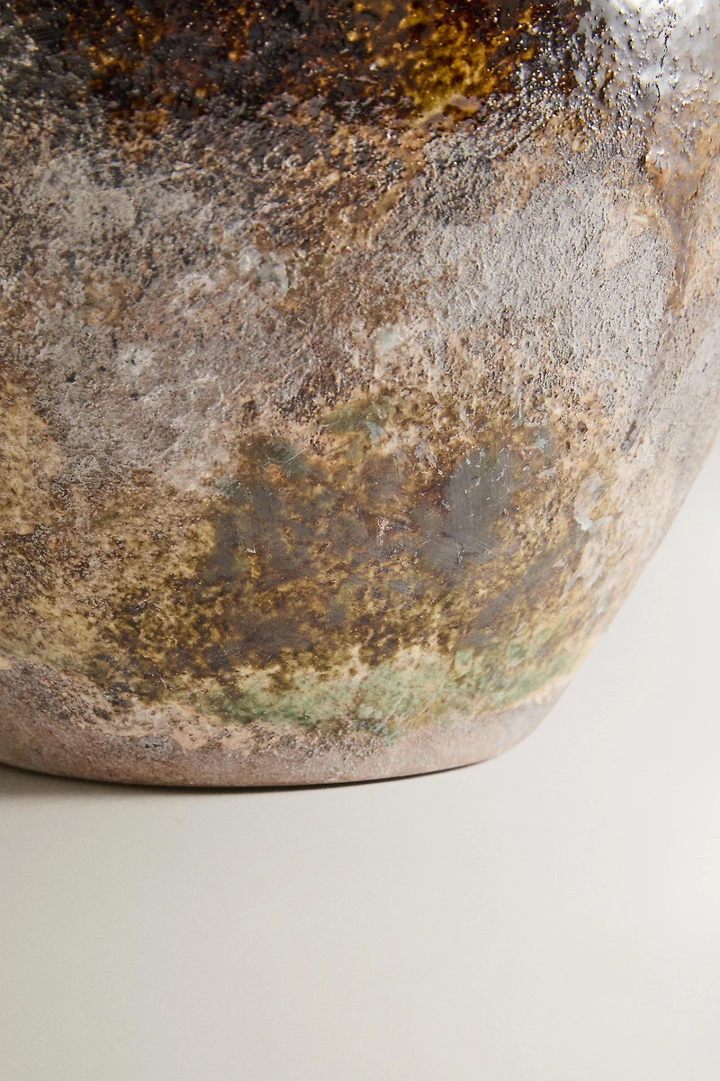 ENAMELLED STONEWARE VASE