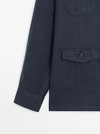 Surchemise en lin lourd avec détail poches