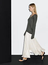 Jupe midi asymétrique à carreaux