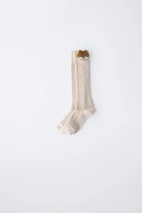 LONG RIBBED SOCKS WITH ANIMAL DETAIL
