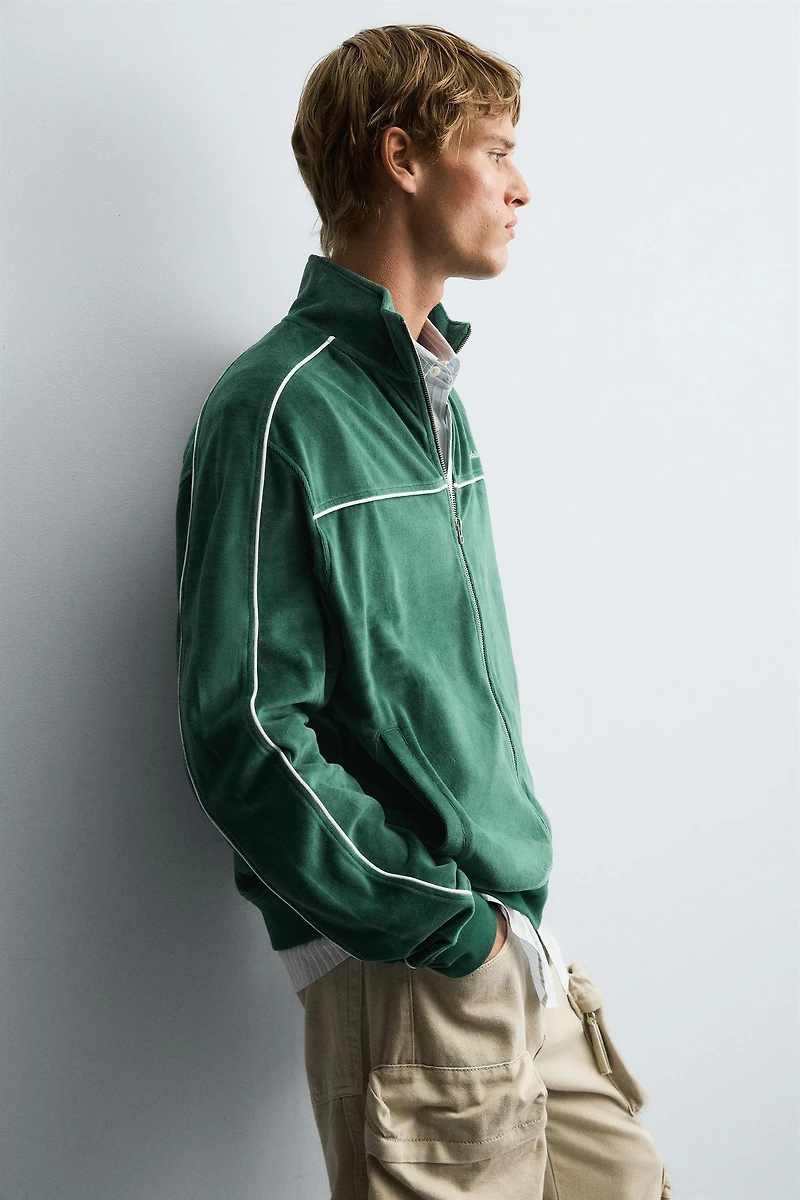 VELOUR ZIP SWEATSHIRT