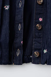EMBROIDERED FLOWERS DENIM JACKET