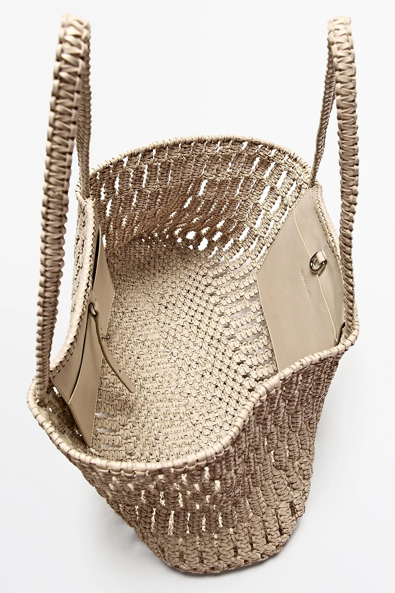 Sac shopper tressé en cuir nappa