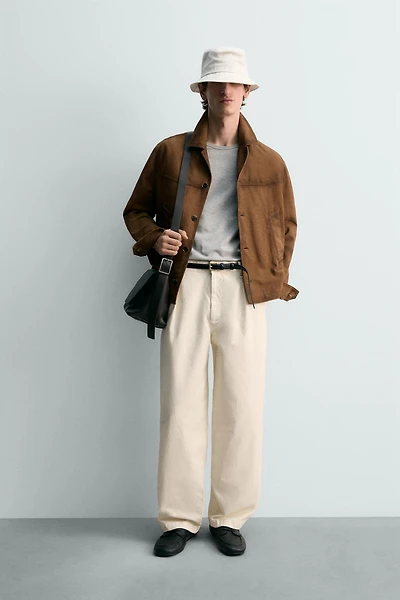 RELAXED FIT PLEATED PANTS