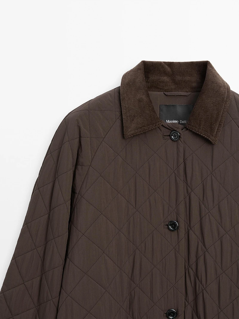 Long coat with corduroy detail