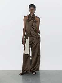 Linen blend halter neck waistcoat - STUDIO