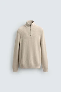 PURL KNIT QUARTER-ZIP JUMPER