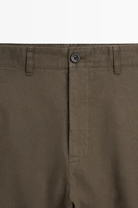 Linen and cotton straight-leg pants