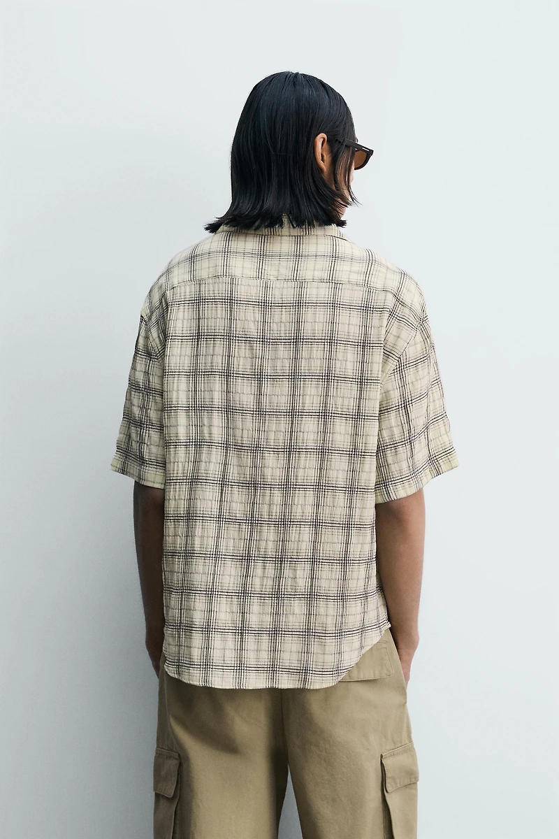 RELAXED FIT PLAID JACQUARD SHIRT