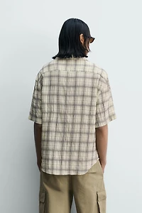 RELAXED FIT PLAID JACQUARD SHIRT