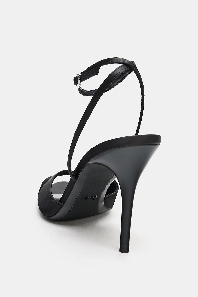 SATIN EFFECT HEELED SANDALS