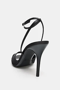 SATIN EFFECT HEELED SANDALS