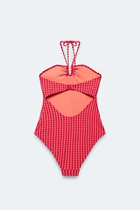LIMITED EDITION GINGHAM HALTER SWIMSUIT
