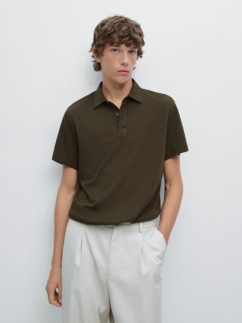 Cotton blend short sleeve polo shirt