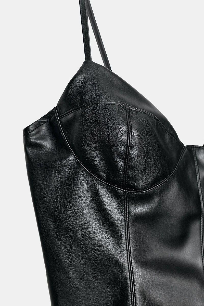 FAUX LEATHER CORSET TOP