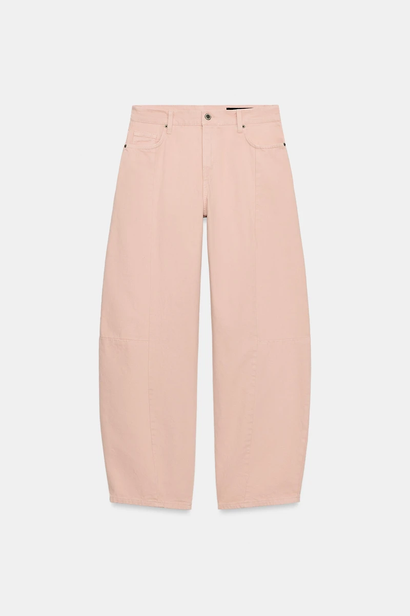 ZW COLLECTION MID-RISE BARREL PATCHWORK JEANS
