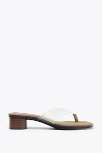 WIDE HEELED VINYL SANDALS
