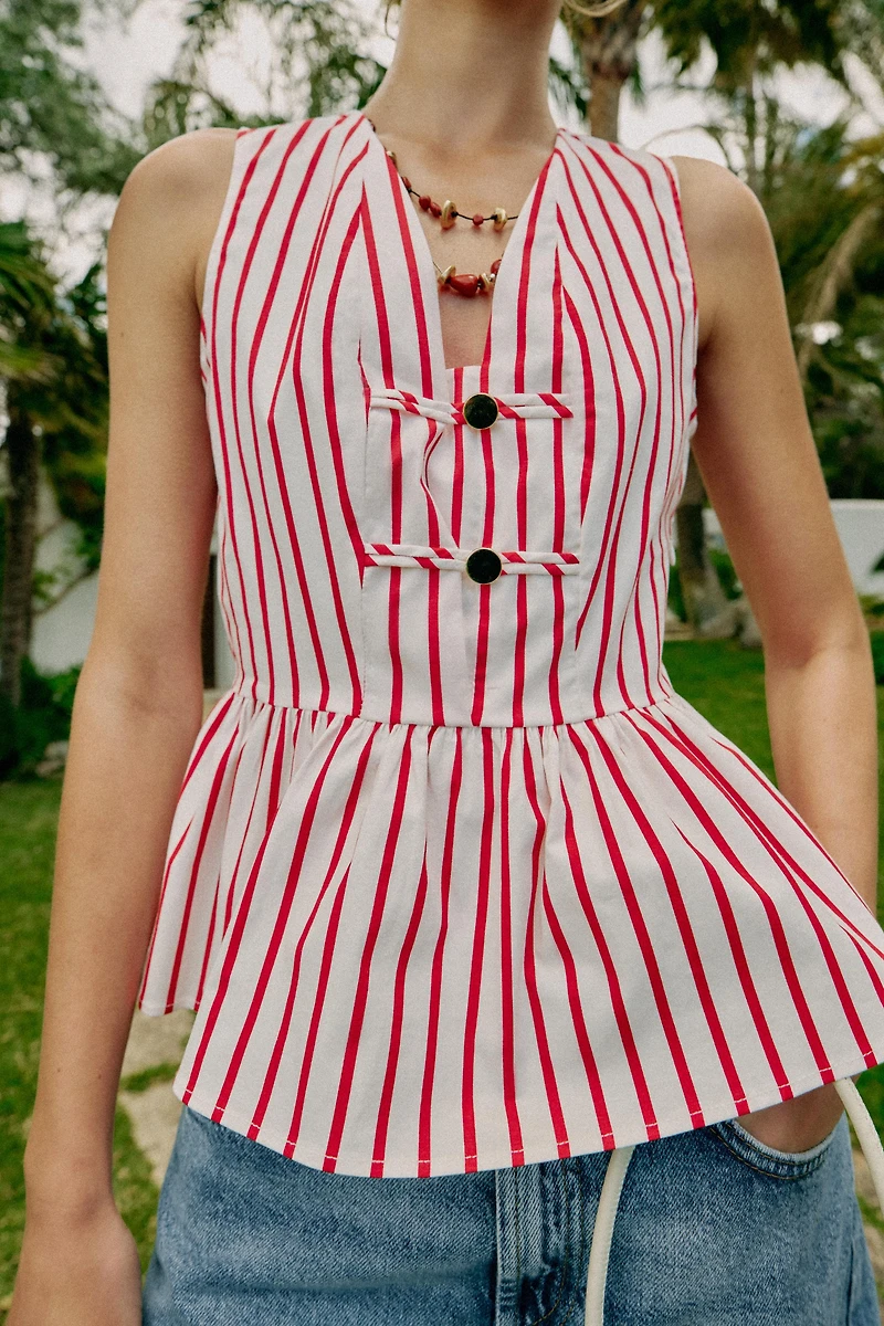 STRIPED FIREMAN CLASP TOP