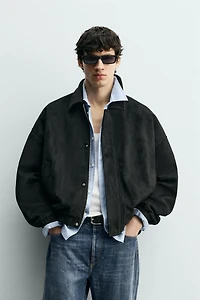 FAUX SUEDE RELAXED FIT JACKET