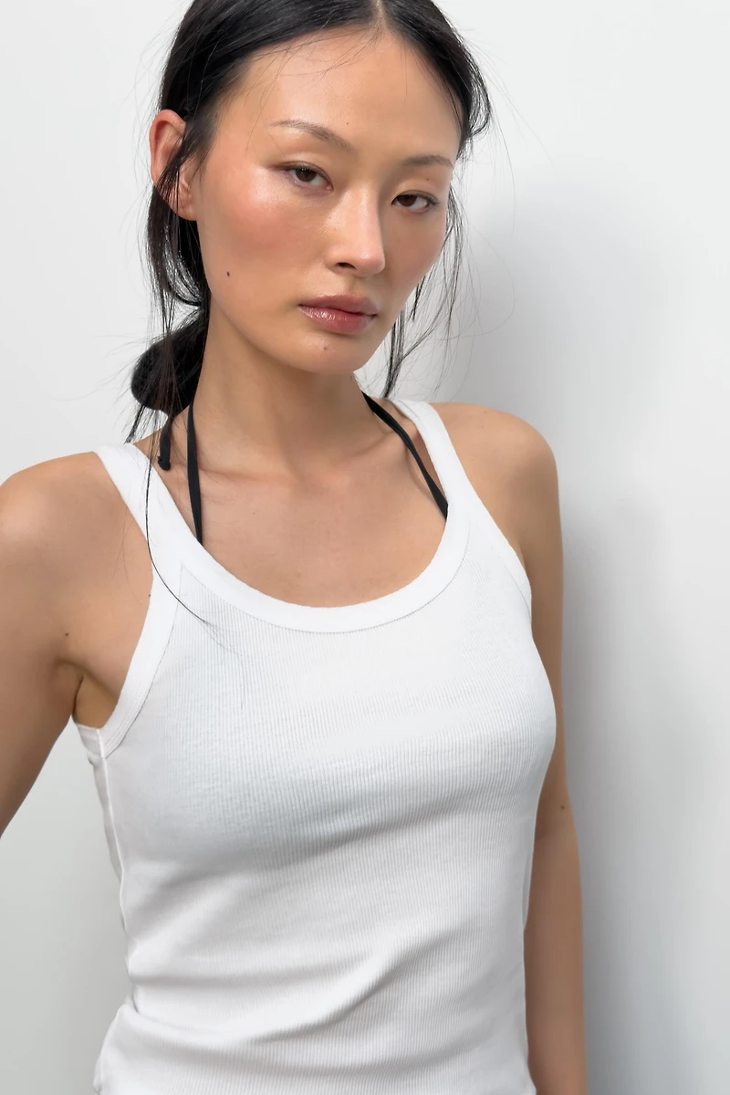 COTTON RIBBED STRAP TOP