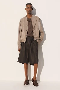 CROPPED STRIPED VISCOSE-CUPRO BOMBER JACKET