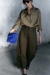 ZW COLLECTION HERRINGBONE WIDE-LEG PANTS