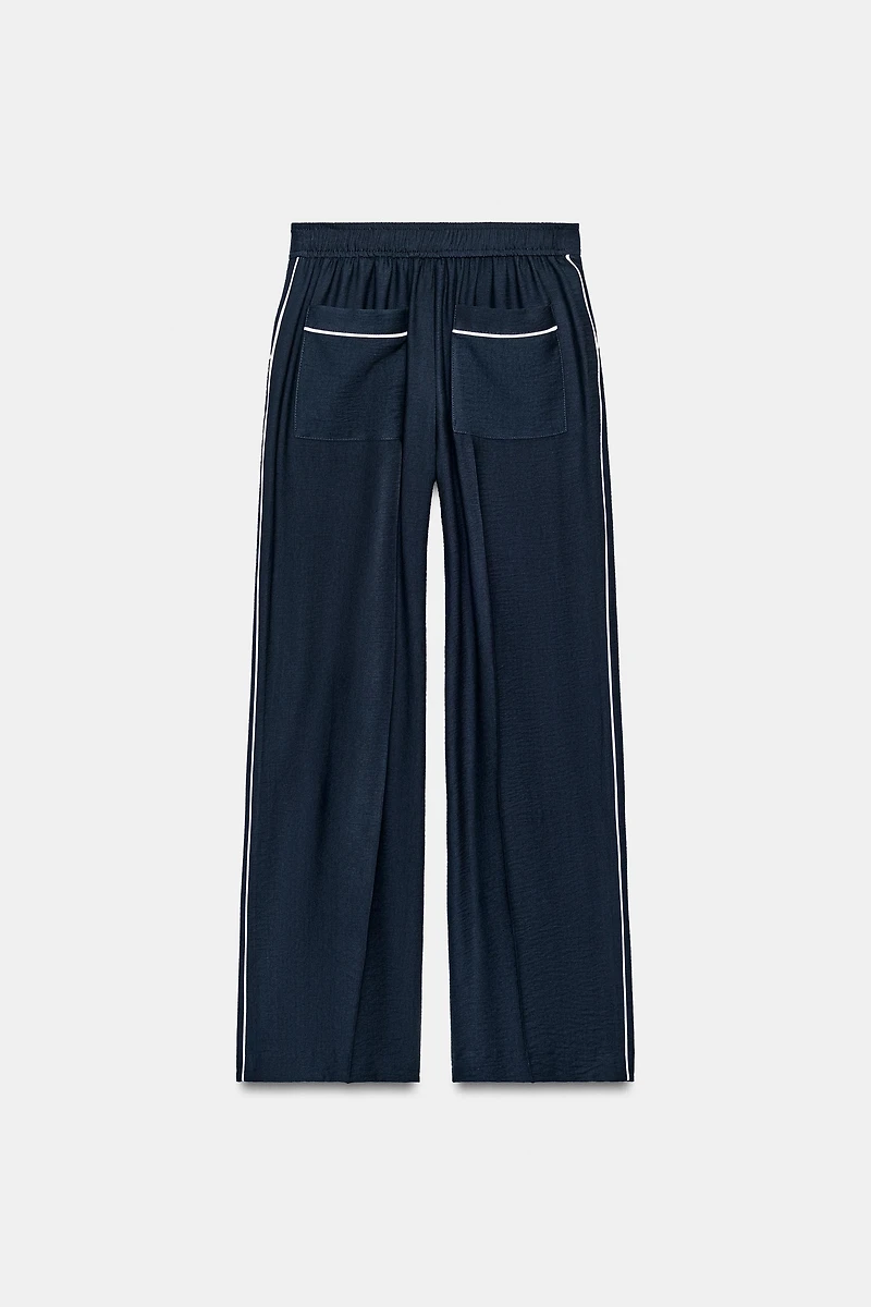 Contrast Piped Trousers