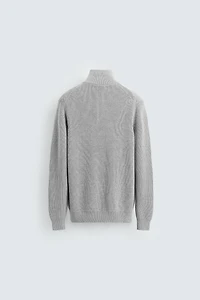 PULL EN MAILLE PERLÉE ZIPPÉ