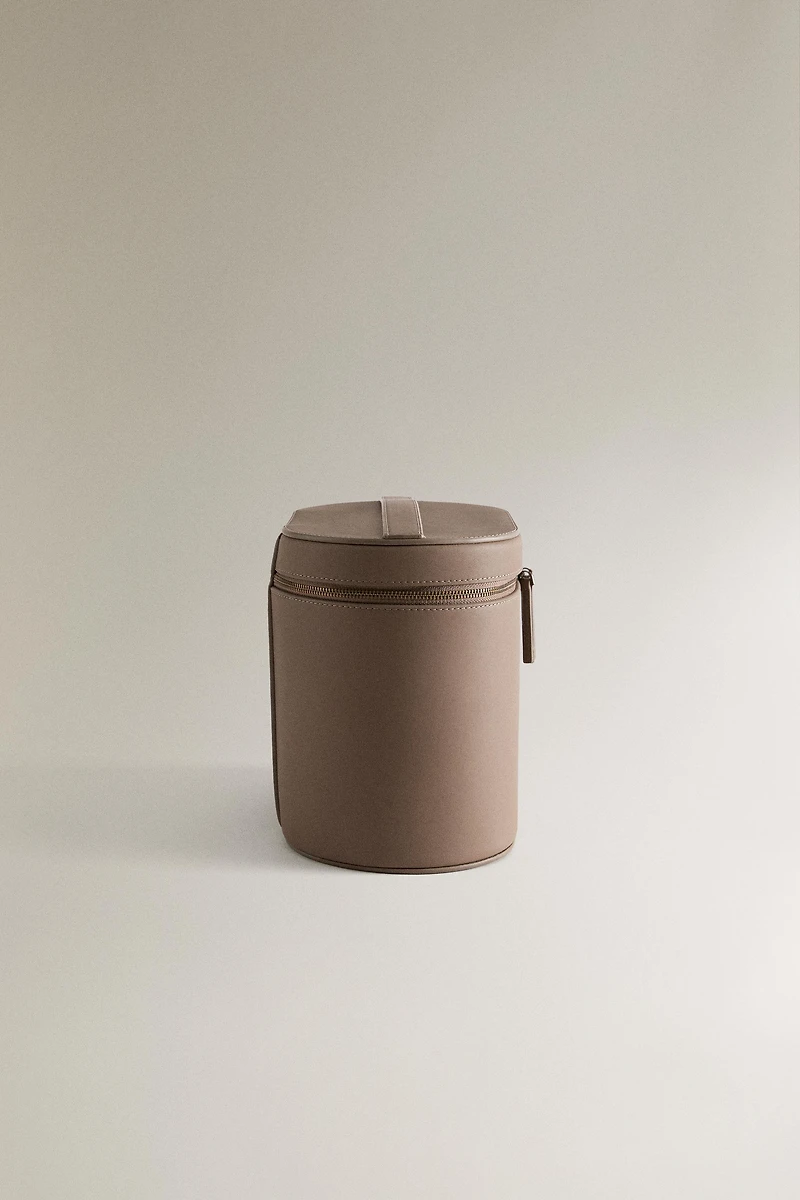 TROUSSE DE TOILETTE RIGIDE CUIR MIROIR