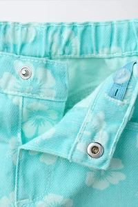 FLORAL MOM FIT TWILL SHORTS