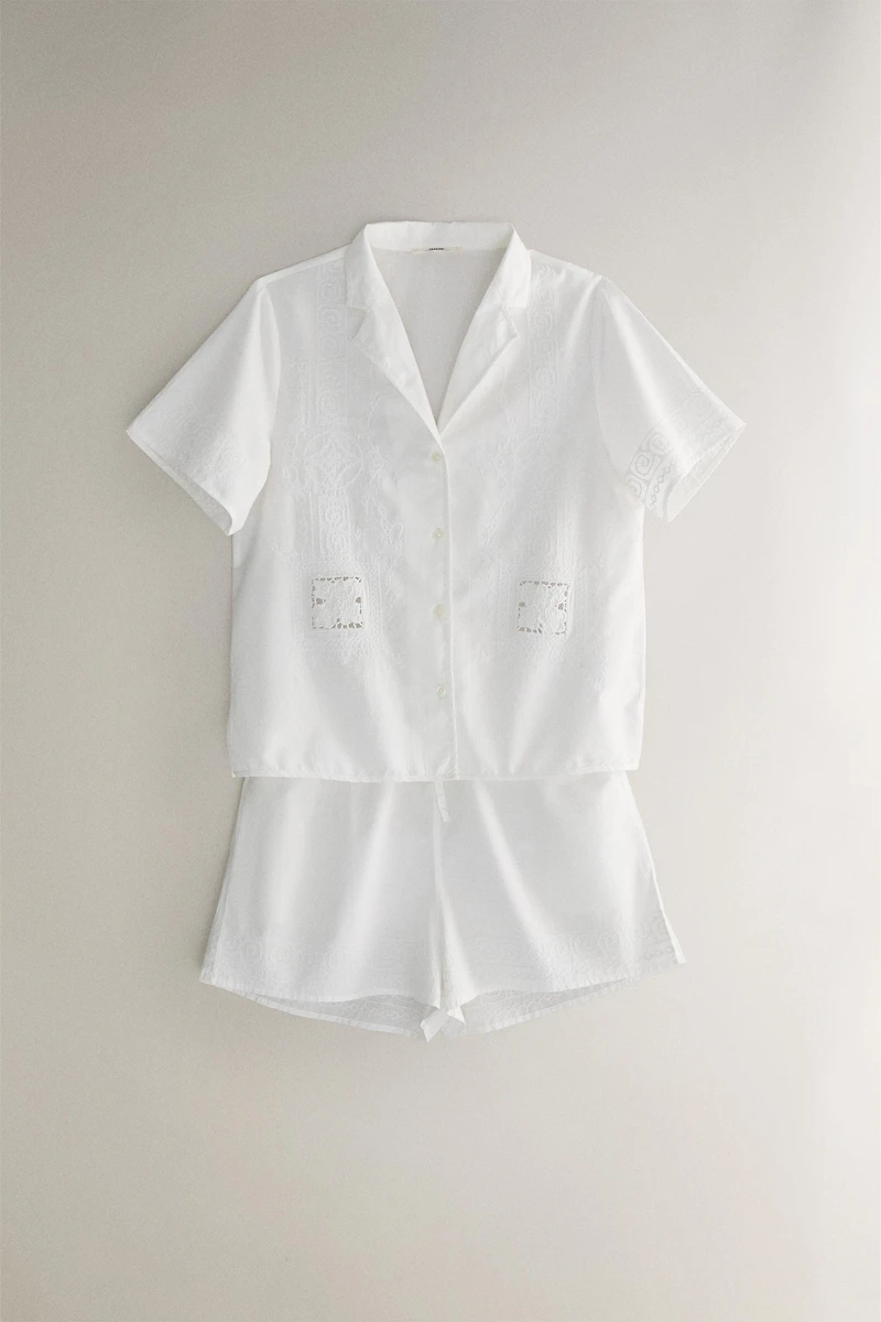 SHORT COTON BRODERIES