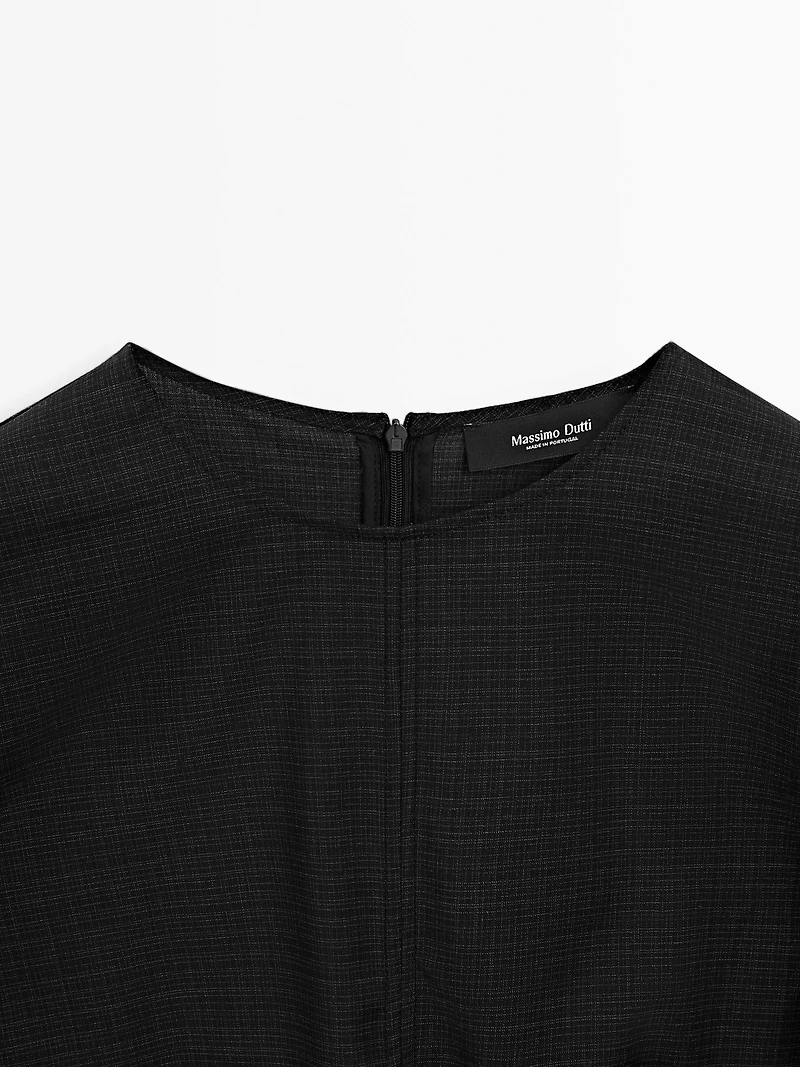 Wool blend blouse with belt