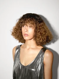 Flowing metallic strappy top