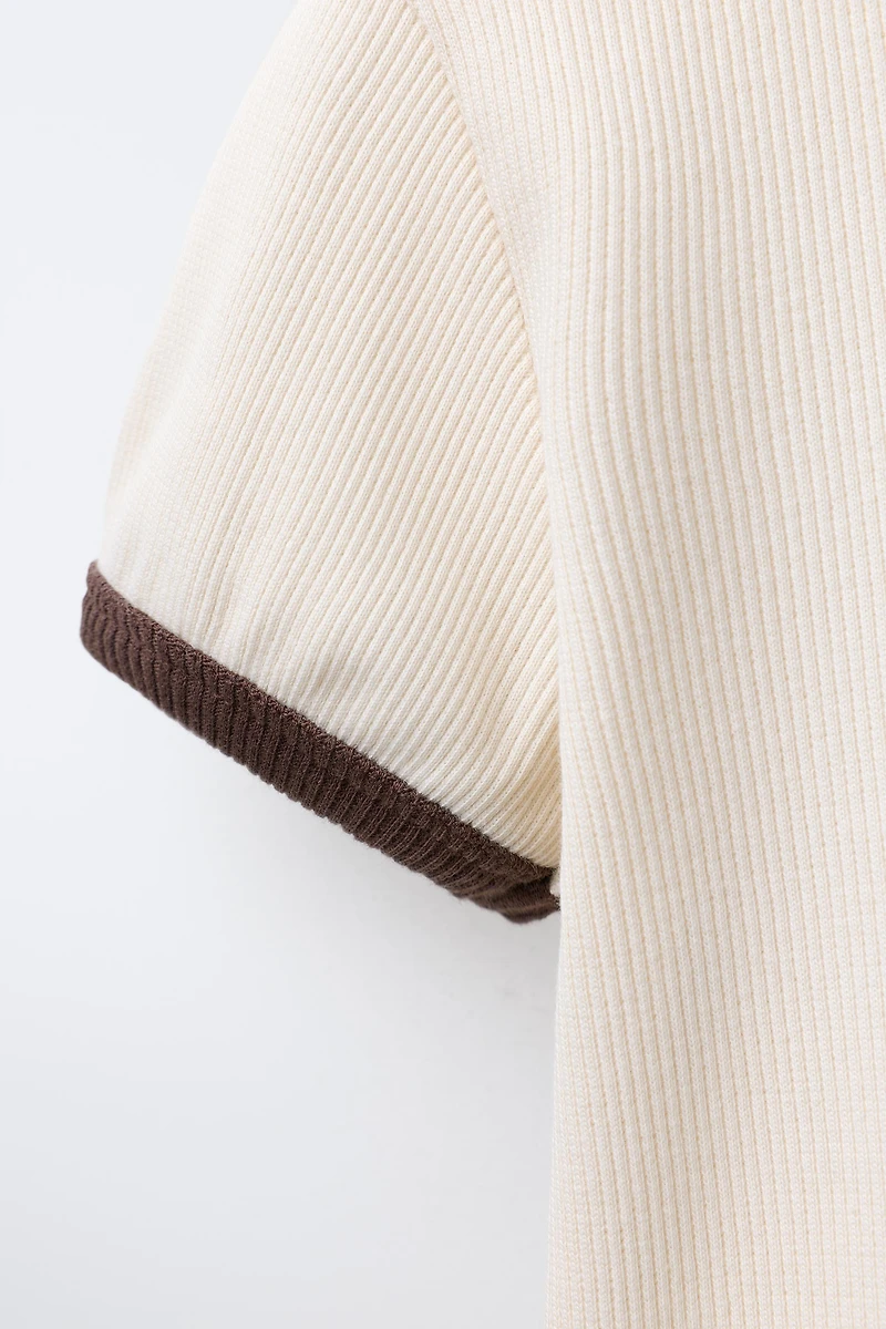 TEXT PRINT RIBBED DRESS