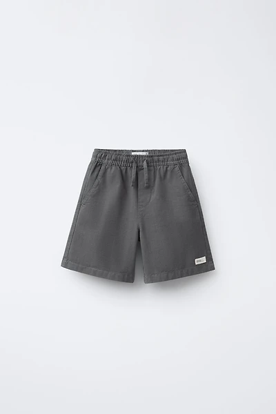 WIDE FIT COTTON SHORTS WITH LABEL