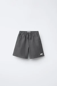 WIDE FIT COTTON SHORTS WITH LABEL