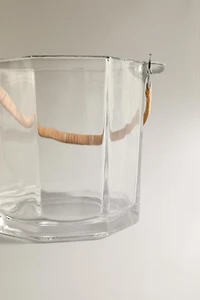 GLASS ICE BUCKET AND TONGS SET