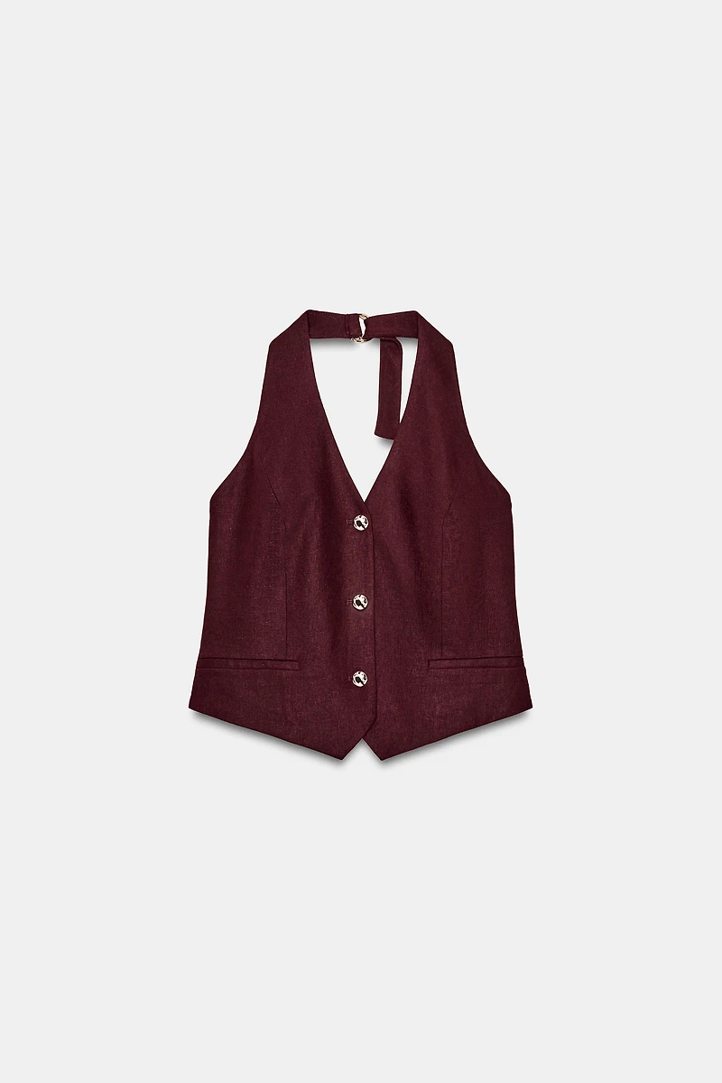 LINEN HALTER VEST