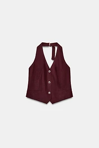 LINEN HALTER VEST