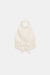 TOP HALTER BRODÉ À PAILLETTES
