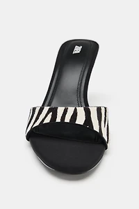 PRINTED FUR EFFECT LEATHER MULES