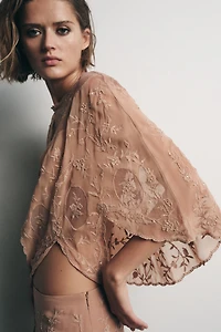 LIMITED EDITION GEORGETTE EMBROIDERED LAYER TOP