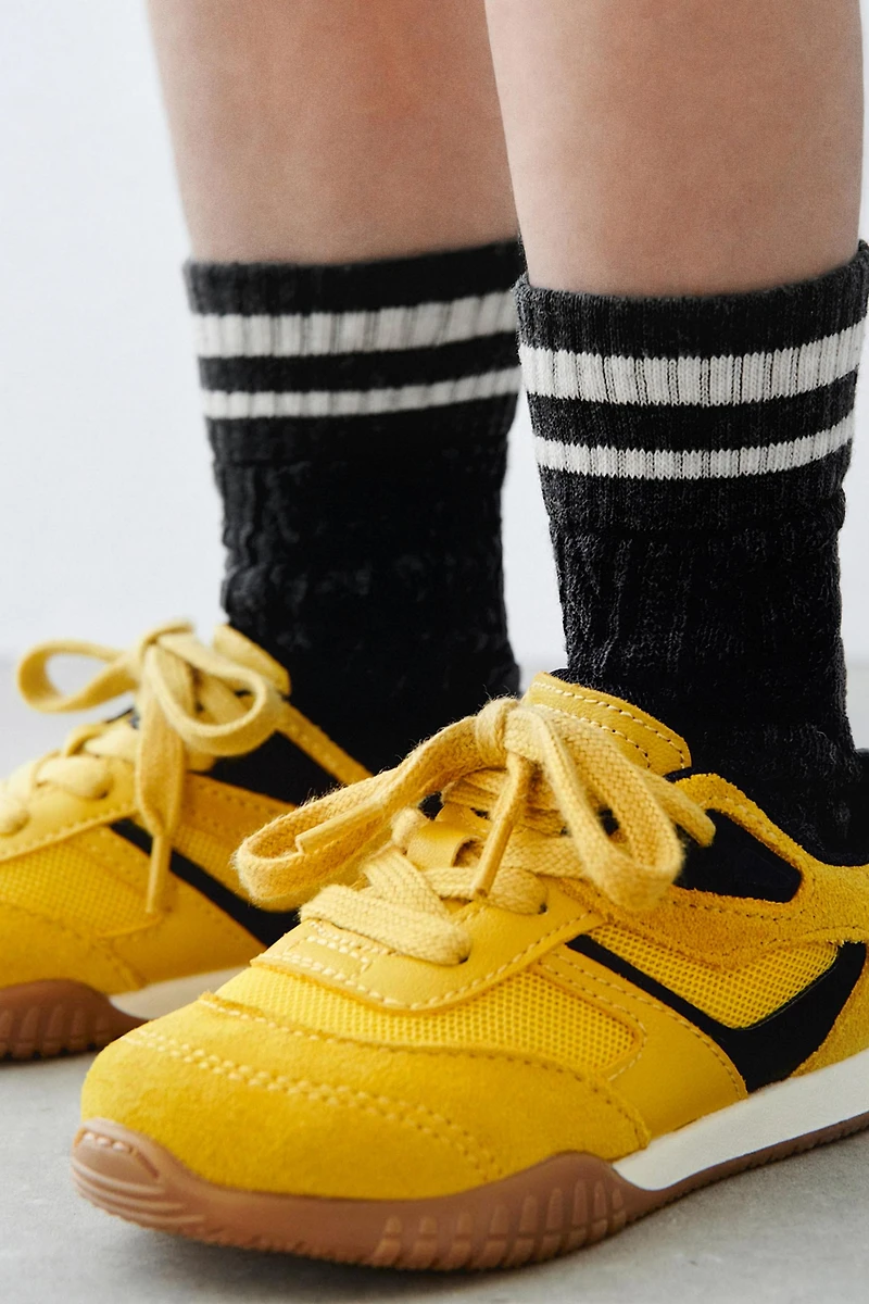 LOT DE DEUX PAIRES CHAUSSETTES MONTANTES TEXTURÉES À RAYURES