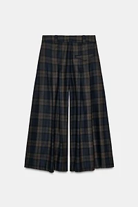 PLAID WOOL BLEND PANTS ZW COLLECTION